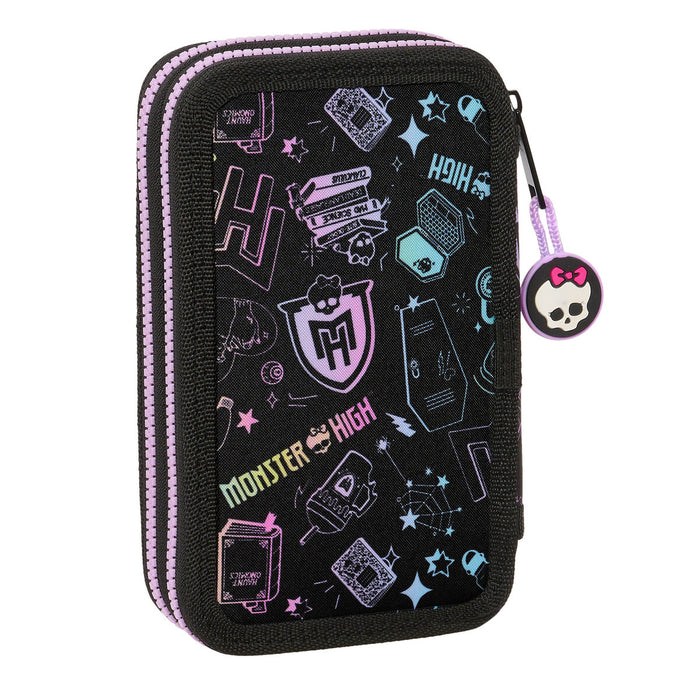 Creion dublu Monster High Negru 12.5 x 19.5 x 4 cm 28 Piese