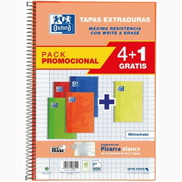 Notebook Oxford Write&Erase Multicolor Din A4 5 Piese 80 Frunze