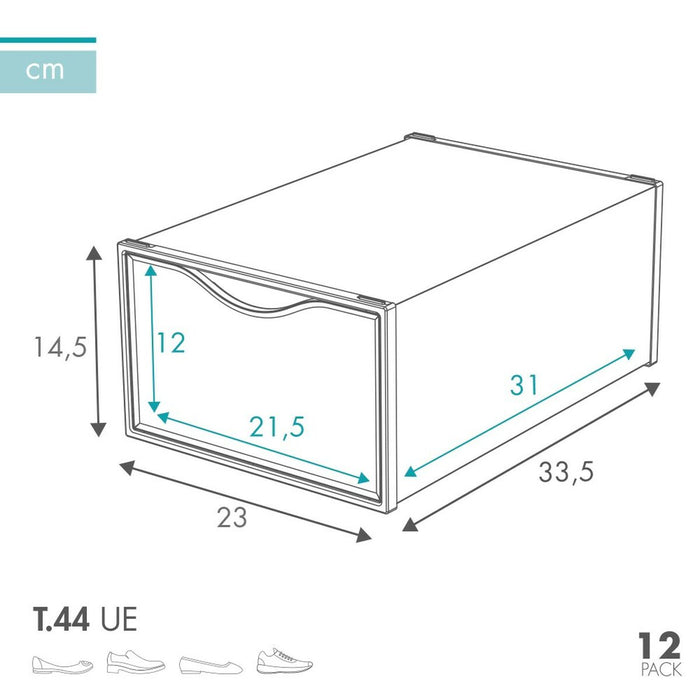 Stackable shoe box Max Home Alb 12 Unități polipropilenă ABS 23 x 14,5 x 33,5 cm