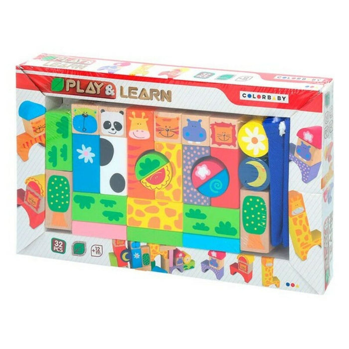 Joc de Construcții cu Plăci Woomax animale 32 Piese (32 pcs)