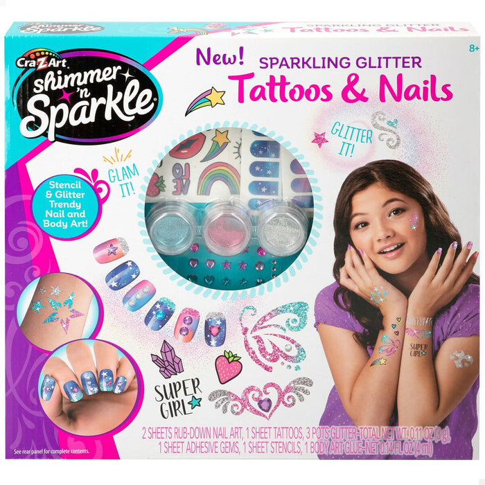 Set de Manichiură Colorbaby Shimmer 'n Sparkle Tattoos & Nails Infantil