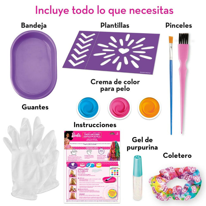 Set Coafor Barbie Rainbow Tie Păr cu reflexii Multicolor