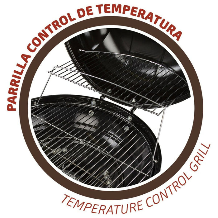 Grătar pe cărbuni cu roți Aktive Aluminiu Metal emailat Textilní 57 x 86 x 57 cm Negru