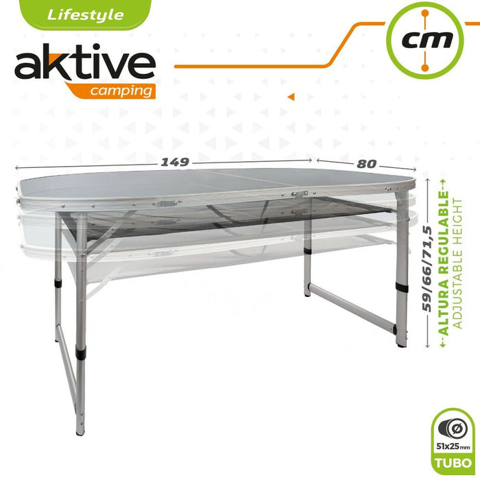 Masă Pliabilă Aktive 149 x 71,5 x 80 cm Pliabil Camping