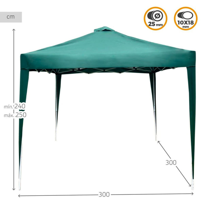 Chioşc Aktive 300 x 250 x 300 cm Pânză Oțel Verde