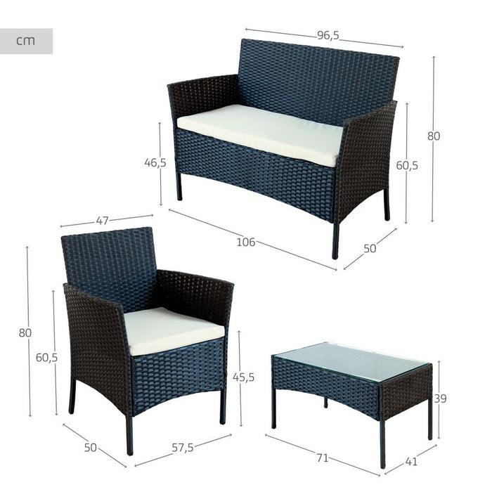 Mobilier de grădină Aktive Masa laterală Scaun x 2 Canapea (4 Piese)