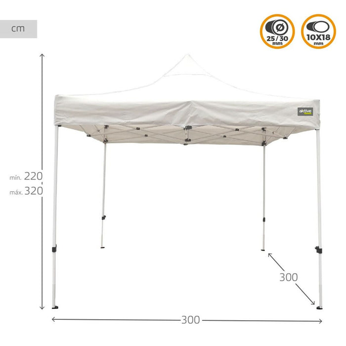 Chioşc Aktive Pliabil Înălțime reglabilă Oțel Poliester 420D Oxford Alb 300 x 320 x 300 cm