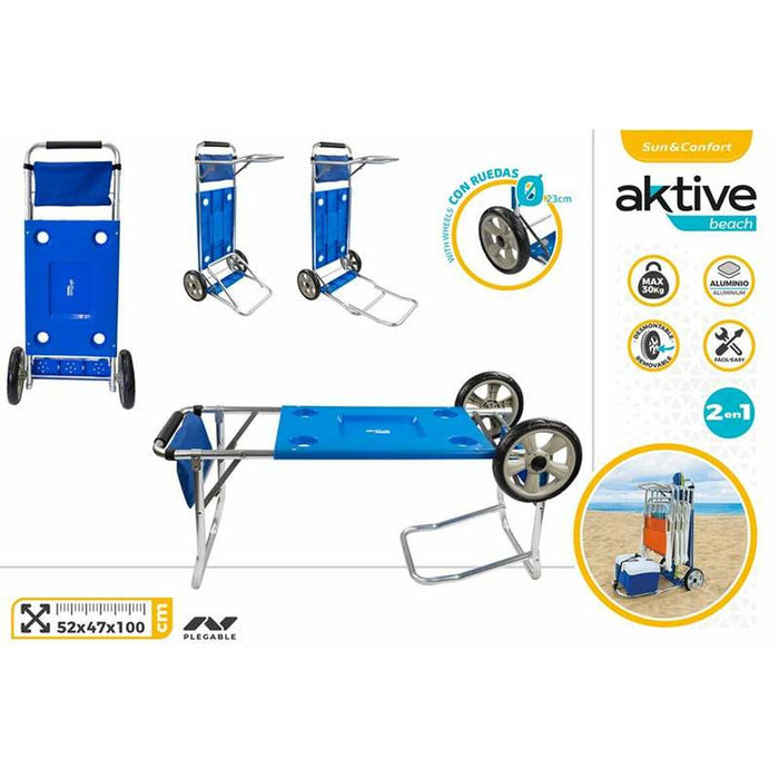 Cărucior multifuncțional Aktive Bară extensibilă 30 Kg Albastru