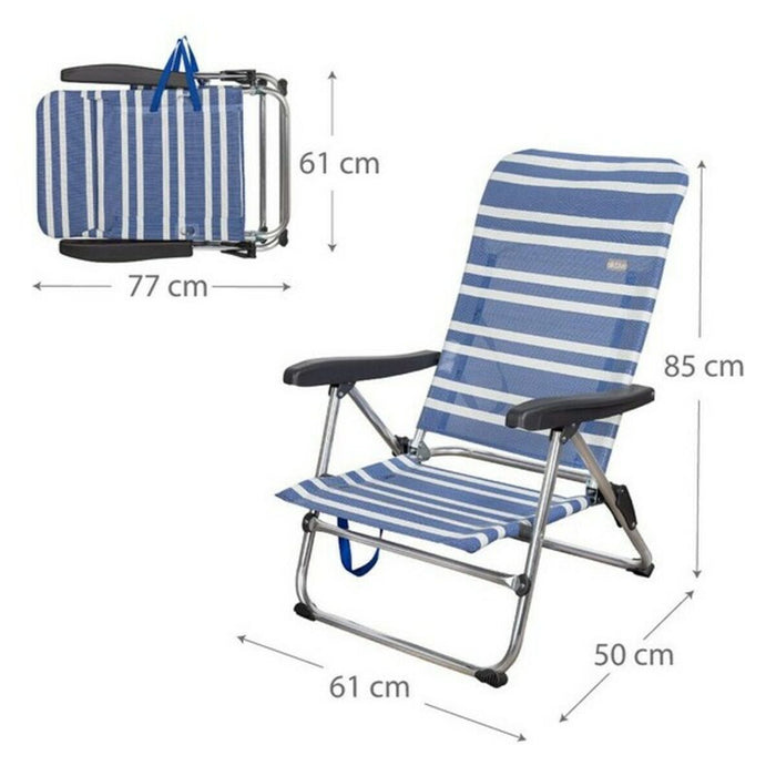 Scaun de plajă Colorbaby 62601 Albastru/Alb Aluminiu 61 x 50 x 85 cm Alb Bleumarin (61 x 50 x 85 cm)