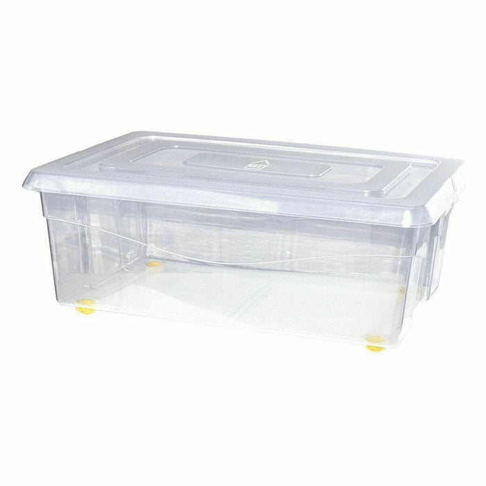 Cutie de depozitare cu roți Cu Capac Transparent 32 L (6 Unități)
