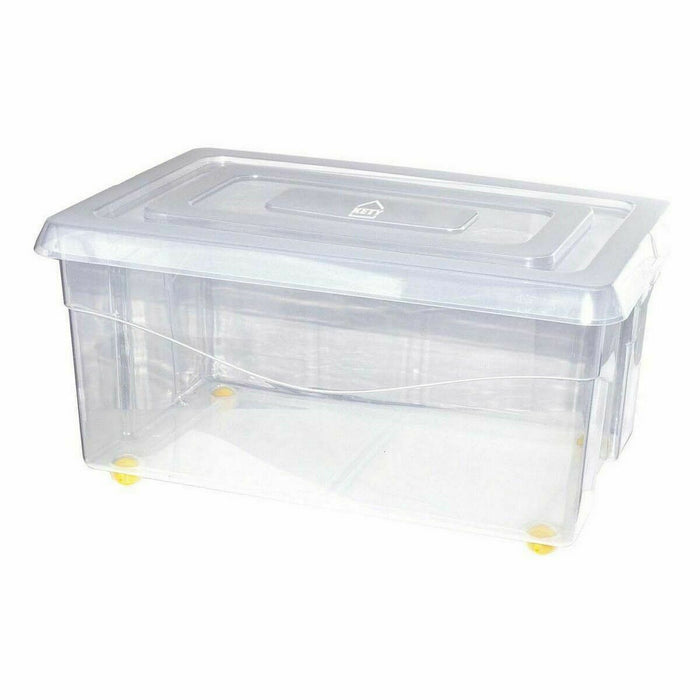 Cutie de depozitare cu roți Cu Capac Transparent 45 L (6 Unități)