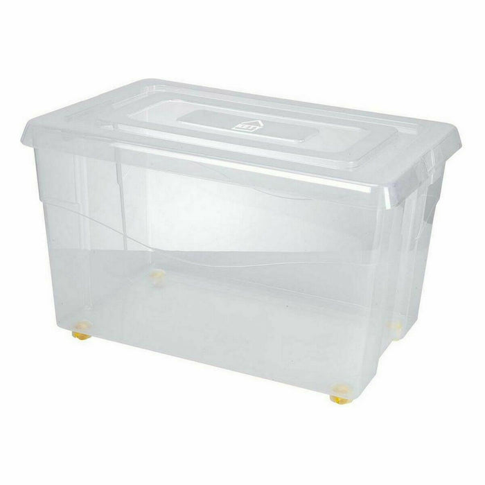 Cutie de depozitare cu roți Cu Capac Transparent 60 L (6 Unități)