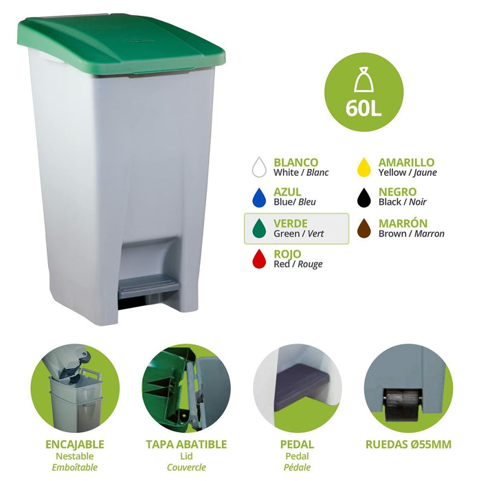 Găleată de gunoi pentru reciclare Denox Verde 60 L 38 x 49 x 70 cm