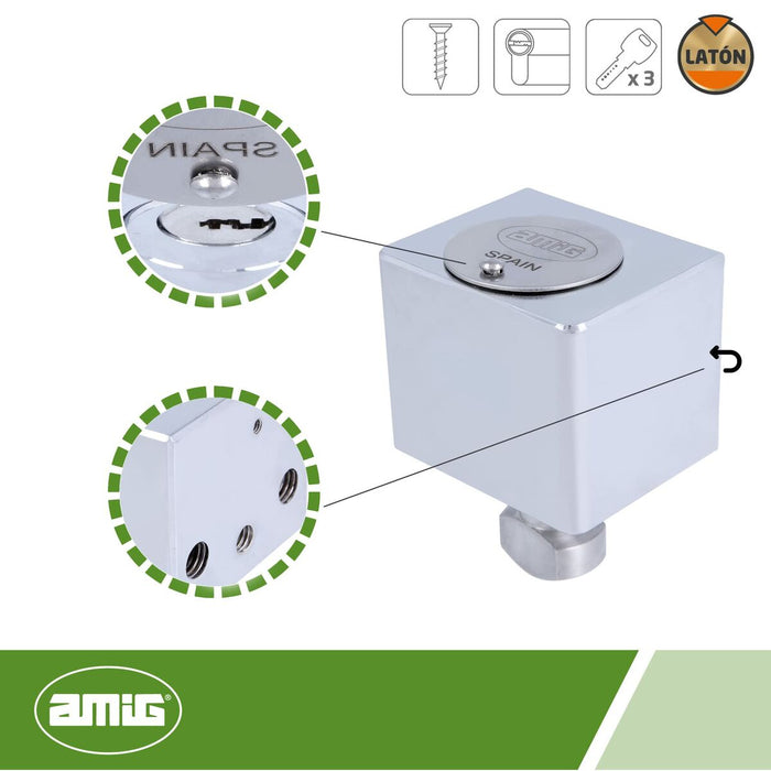 Lacăt AMIG A24542-670 Alamă Cromat 6 x 5 cm Jaluzele Superior