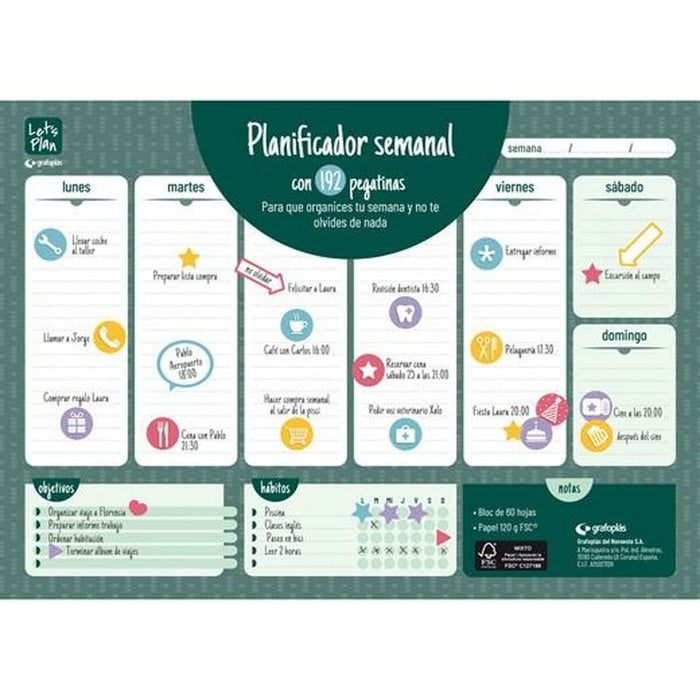 Planificator săptămânal Grafoplas Verde A3 Hârtie