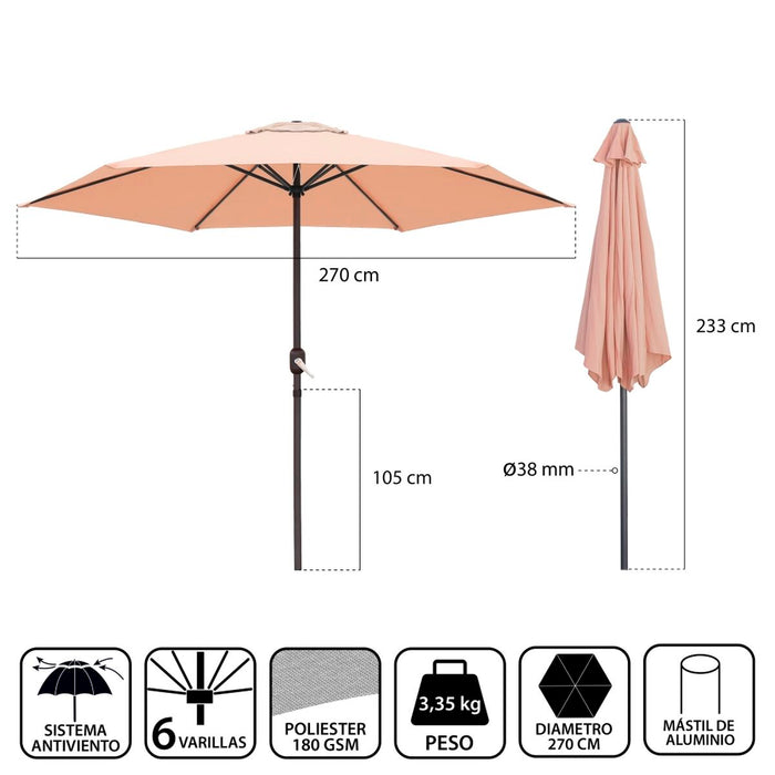 Slunečník Monty Bej Aluminiu 270 cm