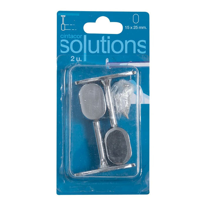 Suport pentru bară de dulap Stor Planet Oval Cromat 2,5 x 1,5 cm Argintiu (2 Unități)