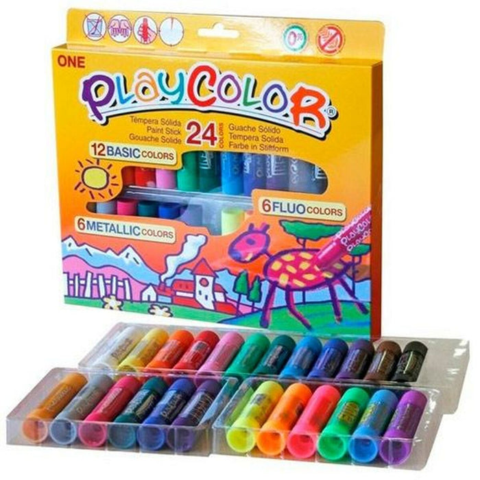 Set de pictură Playcolor Basic Metallic Fluor Multicolor 24 Piese