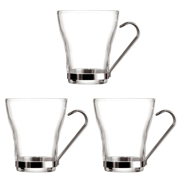 Set de Căni de Cafea Quid Supreme Transparent Sticlă Oțel 250 ml 3 Piese