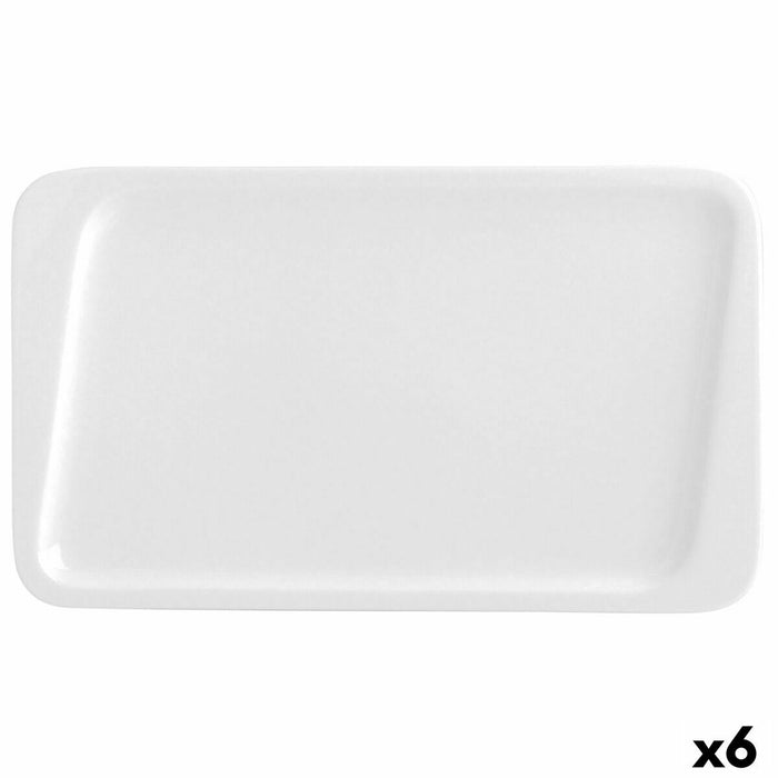 Farfurie pentru desert Quid Chef Ceramică Alb 25 x 15 cm (6 Unități) (Pack 6x)