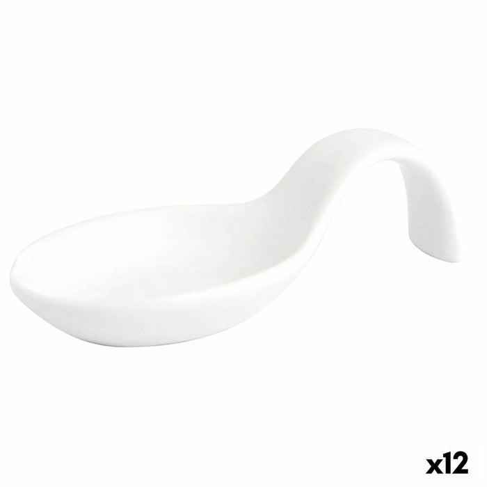 Lingură pentru cocktail Quid Chef Ceramică Alb 10 x 5 cm (12 Unități) (Pack 12x)