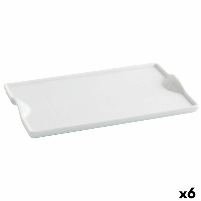 Tavă pentru gustari Quid Gastro Fun Ceramică Alb (25,5 x 15,5 cm) (Pack 6x)