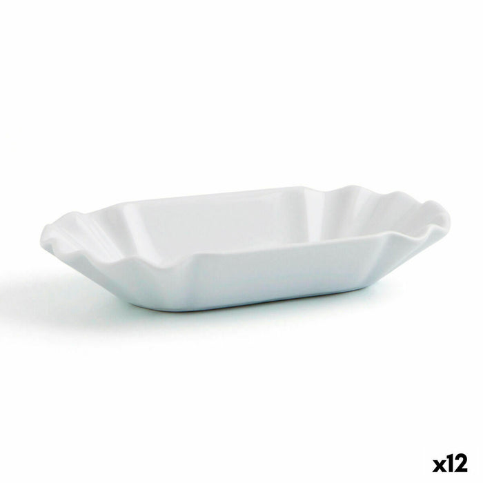 Tavă pentru gustari Quid Gastro Fun Alb Ceramică 20,5 x 11 x 3,5 cm (12 Unități) (Pack 12x)