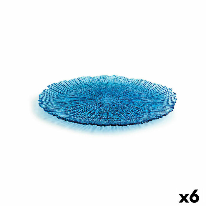 Platou Plat Quid Mar De Viento Albastru Sticlă Ø 28 cm (6 Unități) (Pack 6x)