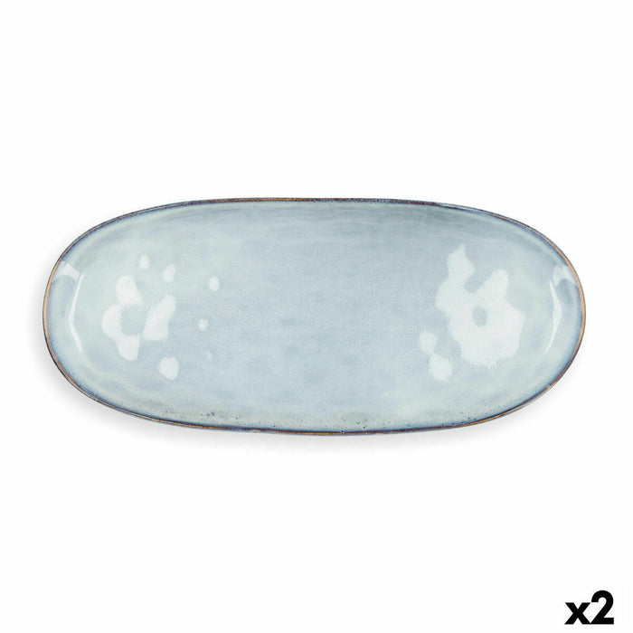 Platou pentru Servire Quid Boreal Albastru Ceramică 36 x 16 cm (2 Unități) (Pack 2x)