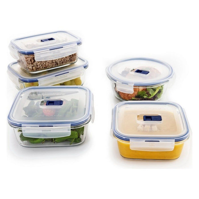 Set de Cutii pentru Prânz Luminarc Pure Box Active (5 pcs) Bicolor Sticlă 43 x 32 x 18 cm (5 Unități)