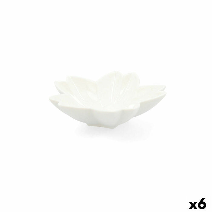 Tavă pentru gustari Quid Select Floare Ceramică Alb (6 Unități) (Pack 6x)