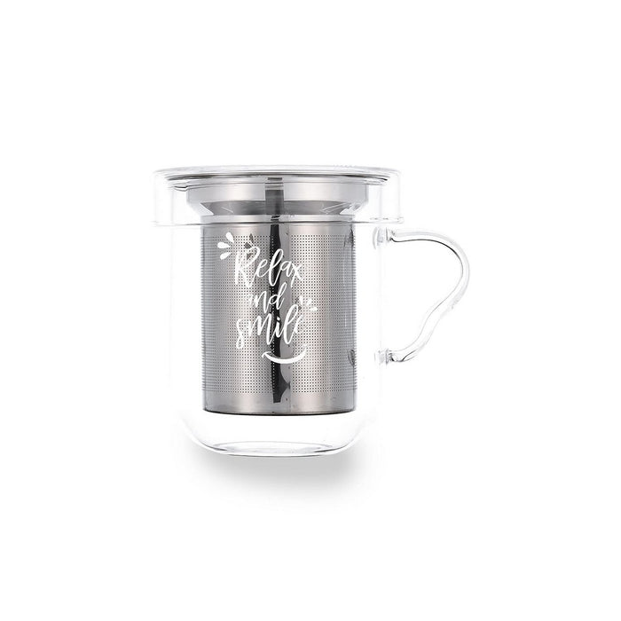 Set de Căni de Cafea Quid Transparent Oțel inoxidabil Sticlă 3 Piese (350 ml)