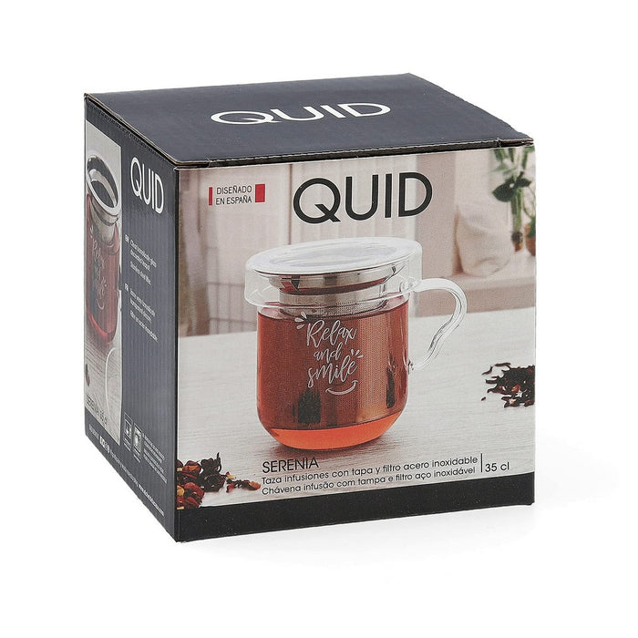 Set de Căni de Cafea Quid Transparent Oțel inoxidabil Sticlă 3 Piese (350 ml)