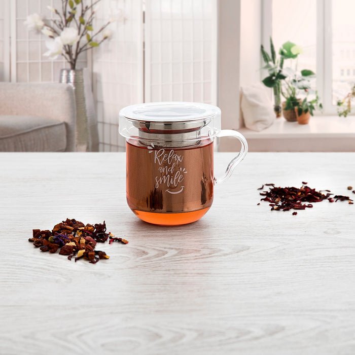 Set de Căni de Cafea Quid Transparent Oțel inoxidabil Sticlă 3 Piese (350 ml)