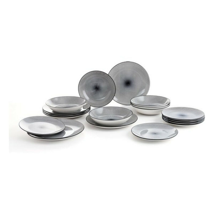 Veselă Quid Miami Ceramică Negru Gri Gresie (18 Piese)