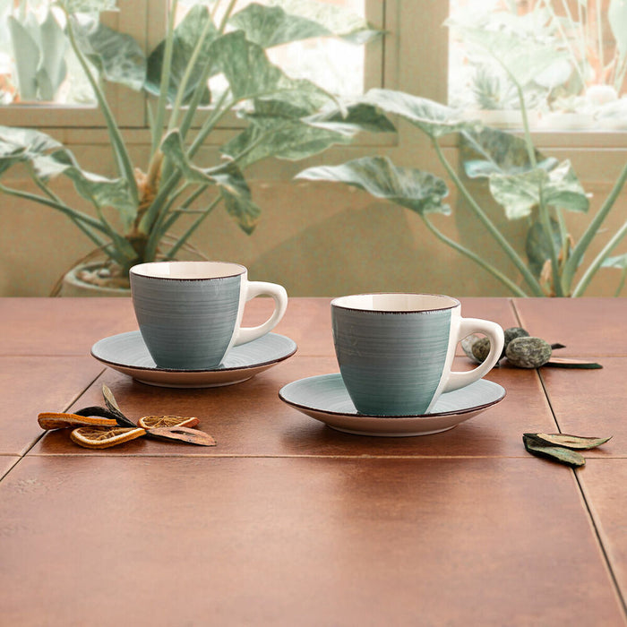 Set de Cești cu Farfurii Quid Vita Morning Ceramică Albastru (22 cl) (4 pcs)