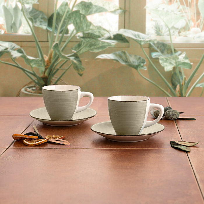 Set de Cești cu Farfurii Quid Vita Morning Ceramică Bej (22 cl) (4 pcs)