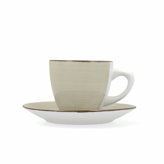 Set de Cești cu Farfurii Quid Vita Morning Ceramică Bej (22 cl) (4 pcs)