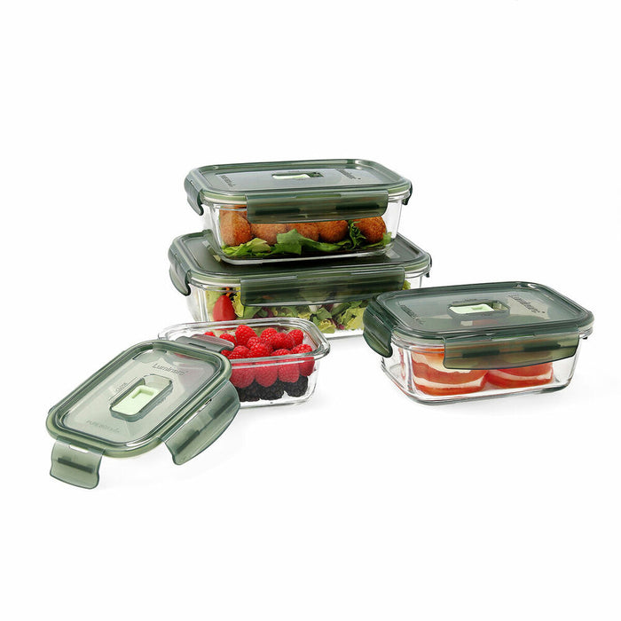 Set de Cutii pentru Prânz Luminarc Pure Box Ermetic Verde inchis Sticlă 4 Piese