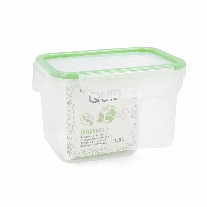 Cutie pentru prânz ermetică Quid Greenery 1,8 L Transparent Plastic (Pack 4x)
