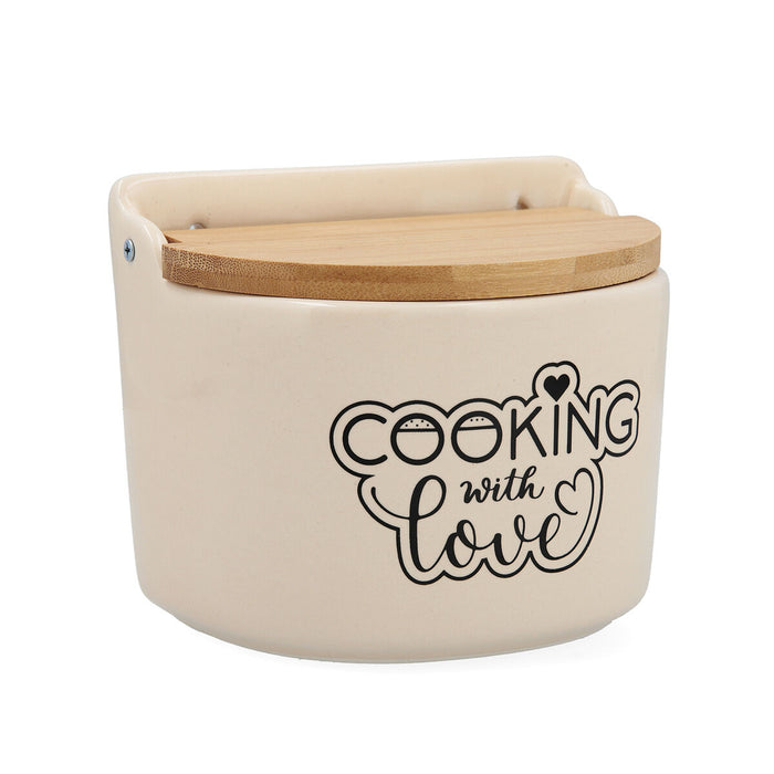 Solniță cu capac Quid Cooking with Love Rotund Ceramică Alb 14 x 12 cm