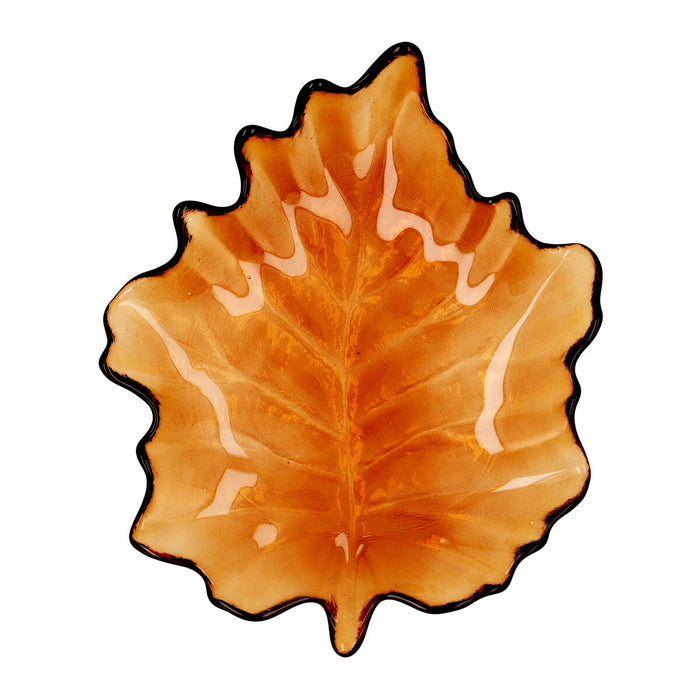 Tavă pentru gustari Quid Frunză Maro Sticlă (22 x 18 cm) (Pack 6x)