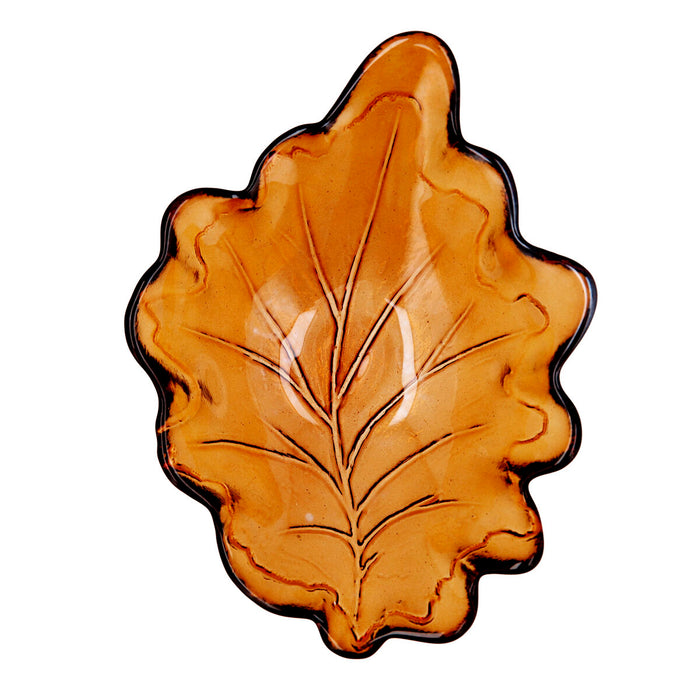 Tavă pentru gustari Quid Frunză Maro Sticlă (19 x 14 x 4 cm) (Pack 6x)