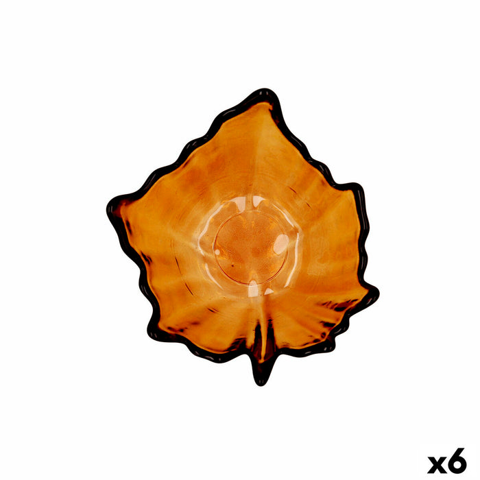 Tavă pentru gustari Quid Frunză Maro Sticlă (10,5 x 10,5 x 4 cm) (Pack 6x)