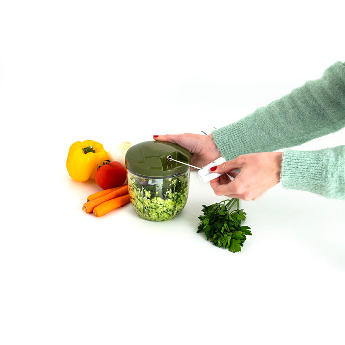 Mini Chopper manual cu funie Quid Naturalia Verde Metal 12,5 x 14 cm Manual