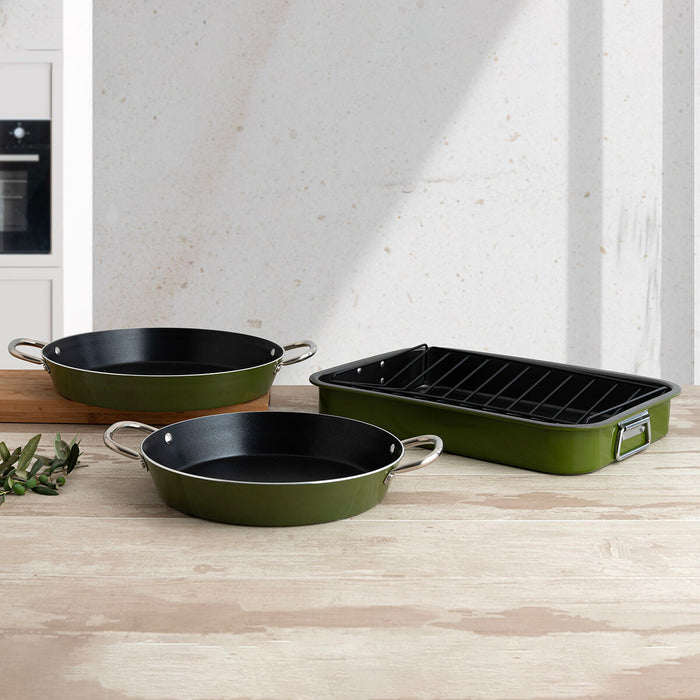 Oală pentru gratinat Quid Naturalia Grilă Verde Metal 42 x 30,5 x 6,3 cm