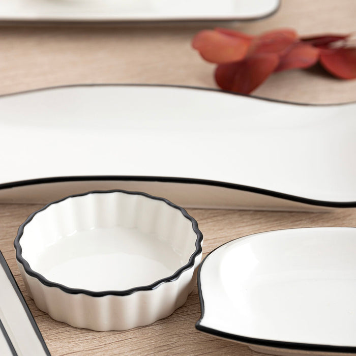 Tavă pentru gustari Quid Gastro Alb Negru Ceramică 10,5 x 3 cm (12 Unități)