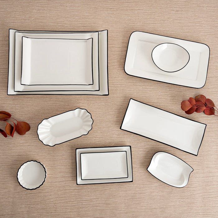 Tavă pentru gustari Quid Gastro Alb Negru Ceramică 20,5 x 11 x 3,5 cm (12 Unități)