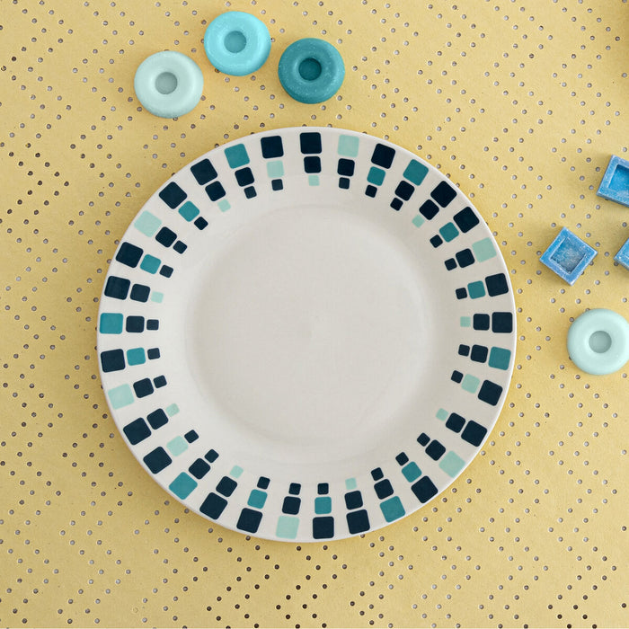 Platou Plat Quid Simetric Albastru Ceramică 23 cm (12 Unități)