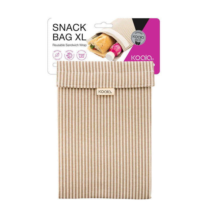 Geantă pentru sandvișuri Koala Eco Friendly Bej Textilă 26 x 17,5 cm Cu dungi (12 Unități)